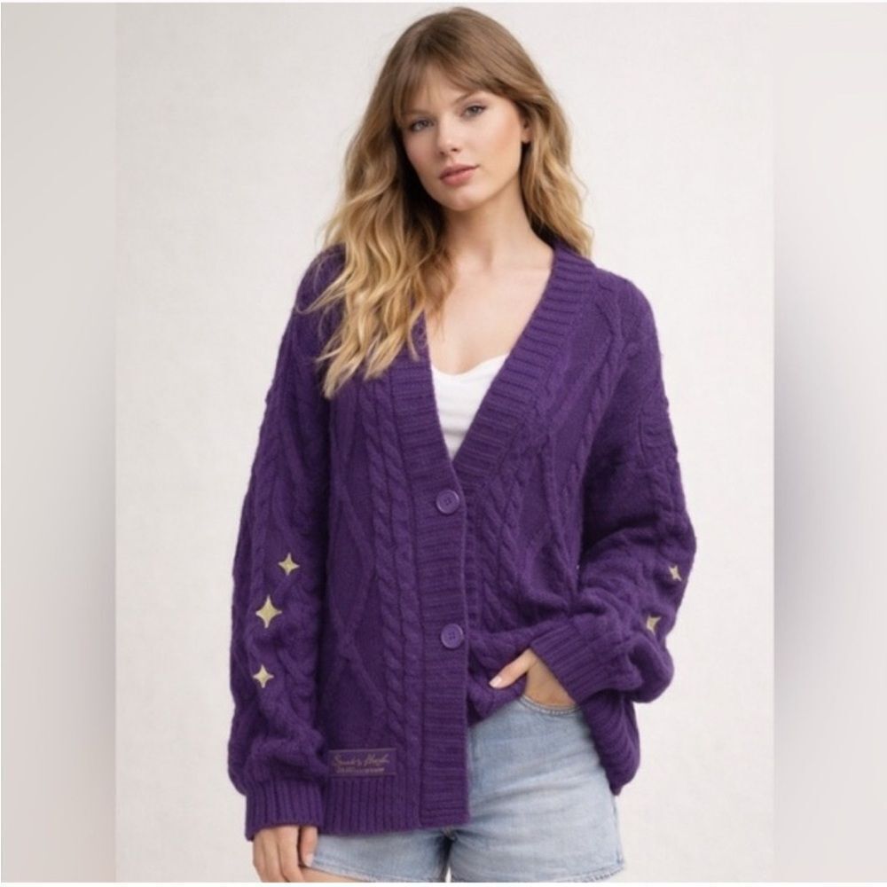 Speak Now Taylor Swift Taylor’s Version Purple Y2K Button Cardigan MD/LG